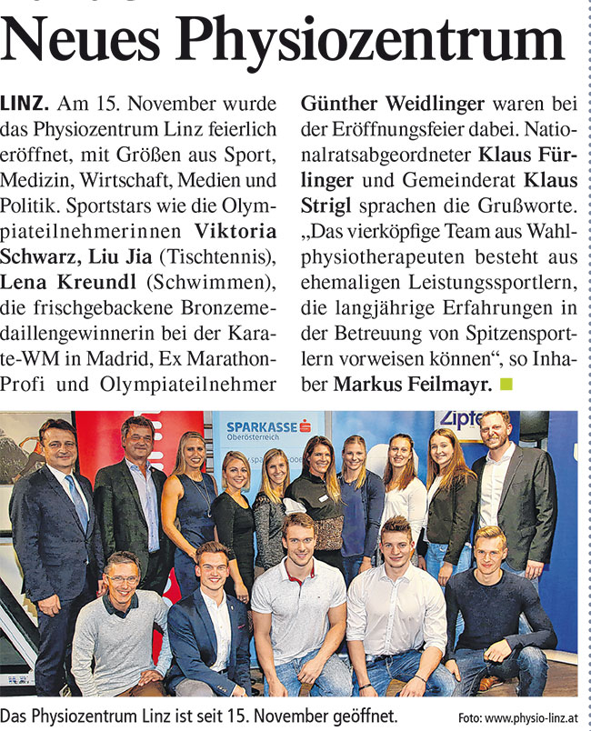 Tips Nov 2018, Eröffnung Physiozentrum